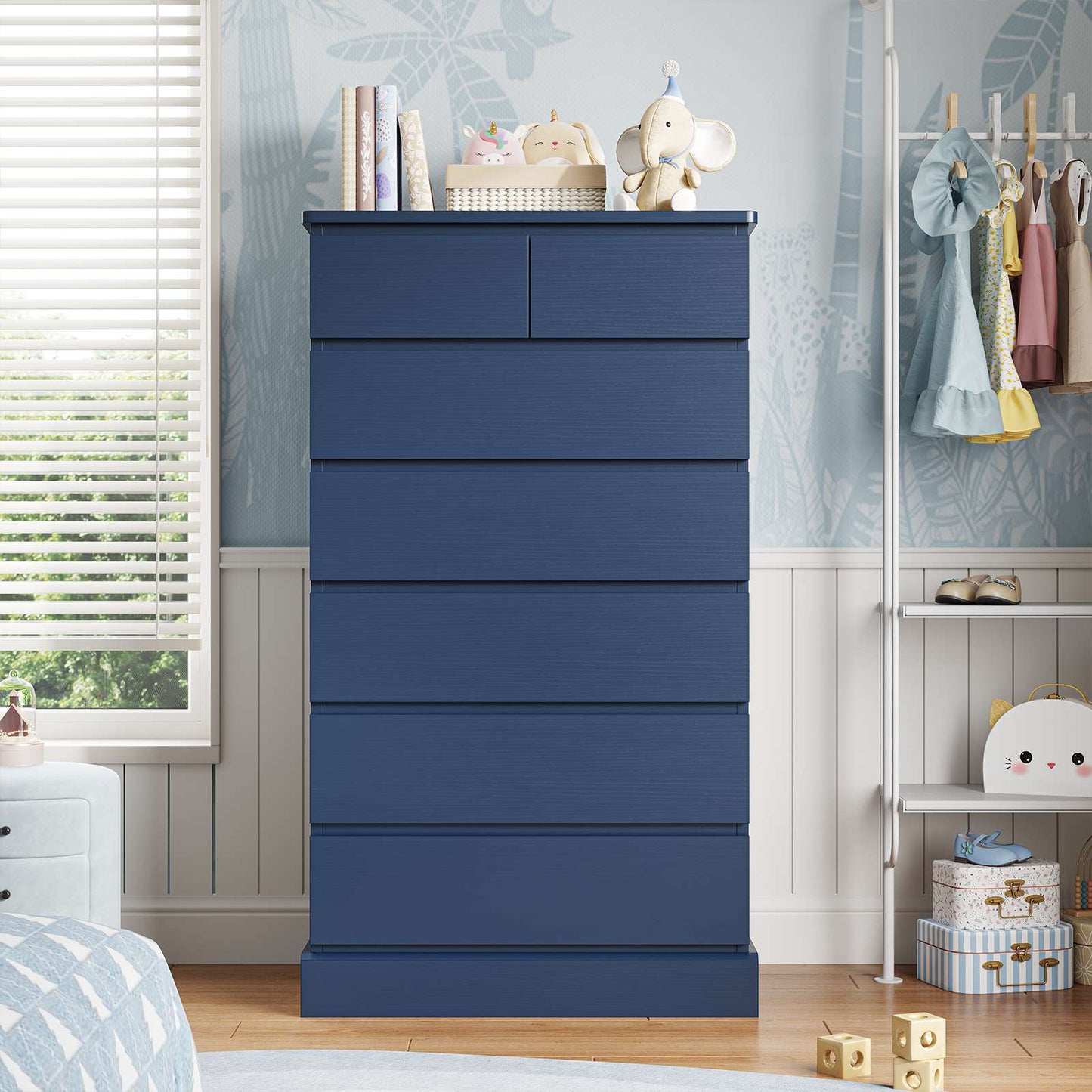 DICTAC | 51.8" Tall Dresser with 7 Drawers, Extra-Tall Vertical Chest of Drawers, Modern Narrow Storage Cabinet for Bedroom, Closet & Small Spaces(Black/White)