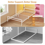 DICTAC | Twin Over Twin Low Bunk Bed with Storage Drawers, Toy Bins & RGB LED Lights, Black/White