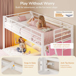 DICTAC | Twin Over Twin Low Bunk Bed with Storage Drawers, Toy Bins & RGB LED Lights, Black/White