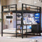 DICTAC | Full Over Twin Bunk Bed with Desk, Storage Drawers, LED Lights & Charging Station, Metal Bunk Bed with Stairs (Black)