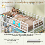 DICTAC Twin XL Over Twin Bunk Bed with L-Shaped Desk, LED Lights & Charging Station, 5 Drawers, Shelves & Storage System, Metal Space-Saving Bunk Bed for Kids & Teens (Black/White)