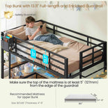 DICTAC Twin XL Over Twin Bunk Bed with L-Shaped Desk, LED Lights & Charging Station, 5 Drawers, Shelves & Storage System, Metal Space-Saving Bunk Bed for Kids & Teens (Black/White)