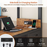 DICTAC | Bunk Bed with Desk & Charging Station, LED Lights, 4 Drawers & Storage Headboard, Metal L-Shaped Bunk Bed for Kids & Teens (Black/White)
