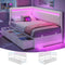 DICTAC | Cyberpunk L-Shaped Gaming Bed Frame with RGB LED Lights, Storage Drawers & Charging Station, White