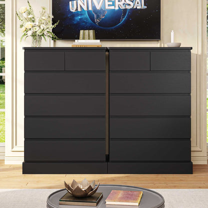 DICTAC | 43.9" Tall Dresser with 6 Drawers, Modern Vertical Chest of Drawers for Bedroom, Narrow Wood Storage Cabinet for Closet, Hallway & Small Spaces (Black/White)