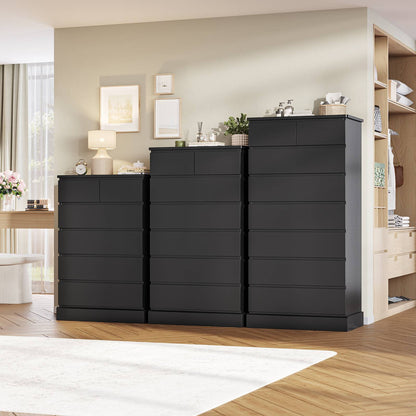 DICTAC | 43.9" Tall Dresser with 6 Drawers, Modern Vertical Chest of Drawers for Bedroom, Narrow Wood Storage Cabinet for Closet, Hallway & Small Spaces (Black/White)