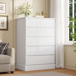 DICTAC | 43.9" Tall Dresser with 6 Drawers, Modern Vertical Chest of Drawers for Bedroom, Narrow Wood Storage Cabinet for Closet, Hallway & Small Spaces (Black/White)