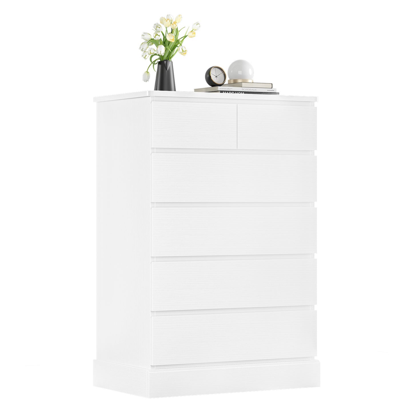 DICTAC | 43.9" Tall Dresser with 6 Drawers, Modern Vertical Chest of Drawers for Bedroom, Narrow Wood Storage Cabinet for Closet, Hallway & Small Spaces (Black/White)