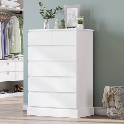 DICTAC | 43.9" Tall Dresser with 6 Drawers, Modern Vertical Chest of Drawers for Bedroom, Narrow Wood Storage Cabinet for Closet, Hallway & Small Spaces (Black/White)