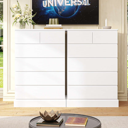 DICTAC | 43.9" Tall Dresser with 6 Drawers, Modern Vertical Chest of Drawers for Bedroom, Narrow Wood Storage Cabinet for Closet, Hallway & Small Spaces (Black/White)