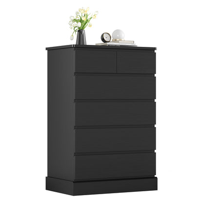 DICTAC | 43.9" Tall Dresser with 6 Drawers, Modern Vertical Chest of Drawers for Bedroom, Narrow Wood Storage Cabinet for Closet, Hallway & Small Spaces (Black/White)