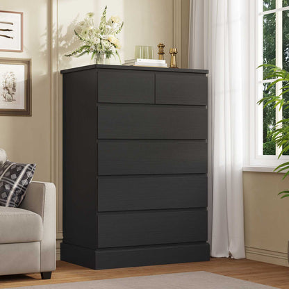 DICTAC | 43.9" Tall Dresser with 6 Drawers, Modern Vertical Chest of Drawers for Bedroom, Narrow Wood Storage Cabinet for Closet, Hallway & Small Spaces (Black/White)