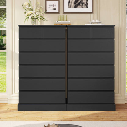 DICTAC | 51.8" Tall Dresser with 7 Drawers, Extra-Tall Vertical Chest of Drawers, Modern Narrow Storage Cabinet for Bedroom, Closet & Small Spaces(Black/White)