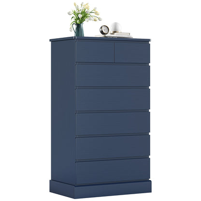 DICTAC | 51.8" Tall Dresser with 7 Drawers, Extra-Tall Vertical Chest of Drawers, Modern Narrow Storage Cabinet for Bedroom, Closet & Small Spaces(Black/White)