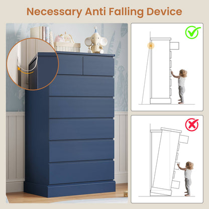 DICTAC | 51.8" Tall Dresser with 7 Drawers, Extra-Tall Vertical Chest of Drawers, Modern Narrow Storage Cabinet for Bedroom, Closet & Small Spaces(Black/White)