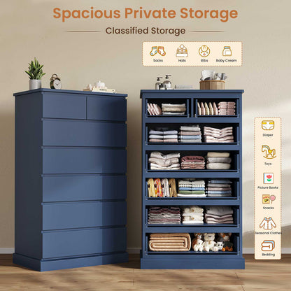 DICTAC | 51.8" Tall Dresser with 7 Drawers, Extra-Tall Vertical Chest of Drawers, Modern Narrow Storage Cabinet for Bedroom, Closet & Small Spaces(Black/White)