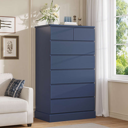 DICTAC | 51.8" Tall Dresser with 7 Drawers, Extra-Tall Vertical Chest of Drawers, Modern Narrow Storage Cabinet for Bedroom, Closet & Small Spaces(Black/White)