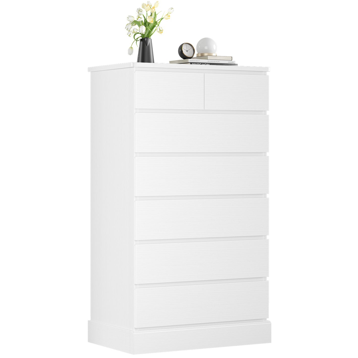 DICTAC | 51.8" Tall Dresser with 7 Drawers, Extra-Tall Vertical Chest of Drawers, Modern Narrow Storage Cabinet for Bedroom, Closet & Small Spaces(Black/White)