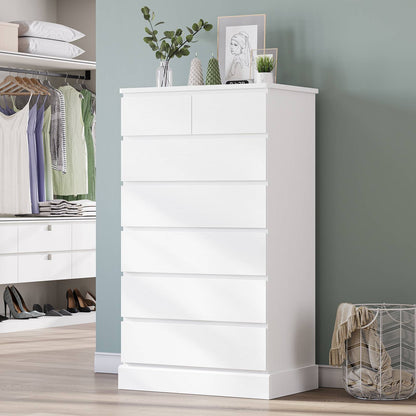 DICTAC | 51.8" Tall Dresser with 7 Drawers, Extra-Tall Vertical Chest of Drawers, Modern Narrow Storage Cabinet for Bedroom, Closet & Small Spaces(Black/White)