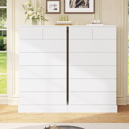 DICTAC | 51.8" Tall Dresser with 7 Drawers, Extra-Tall Vertical Chest of Drawers, Modern Narrow Storage Cabinet for Bedroom, Closet & Small Spaces(Black/White)