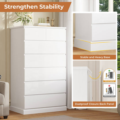 DICTAC | 51.8" Tall Dresser with 7 Drawers, Extra-Tall Vertical Chest of Drawers, Modern Narrow Storage Cabinet for Bedroom, Closet & Small Spaces(Black/White)