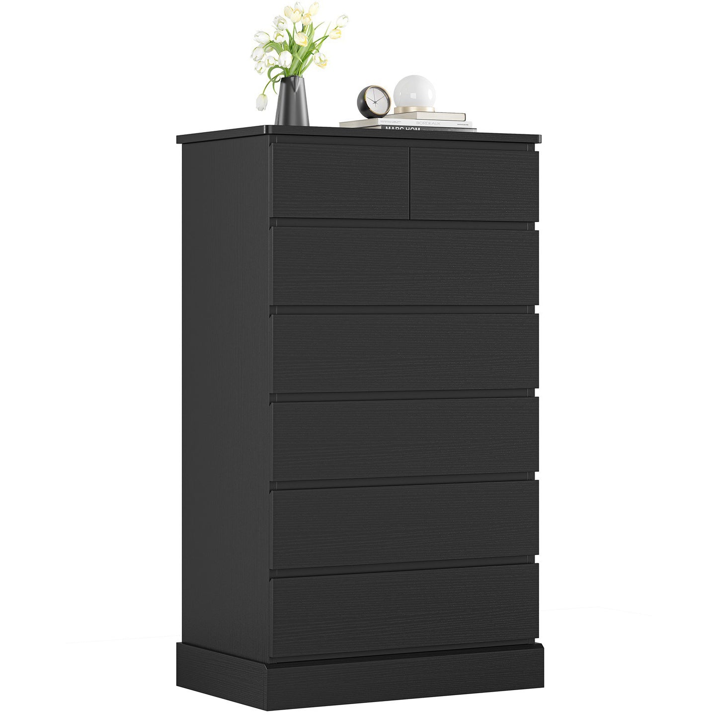 DICTAC | 51.8" Tall Dresser with 7 Drawers, Extra-Tall Vertical Chest of Drawers, Modern Narrow Storage Cabinet for Bedroom, Closet & Small Spaces(Black/White)