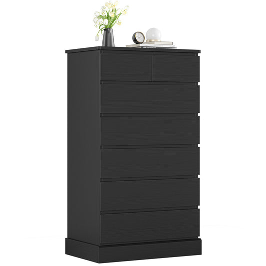 DICTAC | 51.8" Tall Dresser with 7 Drawers, Extra-Tall Vertical Chest of Drawers, Modern Narrow Storage Cabinet for Bedroom, Closet & Small Spaces(Black/White)
