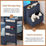 DICTAC | Twin Corner Bed Frame with Desk, Storage Drawers, LED Lights & Charging Station, Bookcase Daybed for Girls