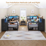 DICTAC | Twin Corner Bed Frame with Desk, Storage Drawers, LED Lights & Charging Station, Bookcase Daybed for Girls