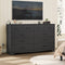 DICTAC 55.1" Wide Dresser with 10 Drawers & Charging Station, Large Storage Chest of Drawers, Long TV Stand Dresser for Bedroom & Living Room (Black/White)