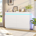 DICTAC | 6 Drawer Dresser with Sliding Top, LED Lights & Charging Station, Wide Black Storage Dresser for Bedroom