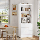 DICTAC | 73.23'' Tall Bookcase with Drawers & Shelves, Modern Black Storage Cabinet and Freestanding Closet Organizer for Bedroom & Home Office
