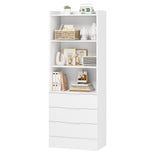 DICTAC | 73.23'' Tall Bookcase with Drawers & Shelves, Modern Black Storage Cabinet and Freestanding Closet Organizer for Bedroom & Home Office