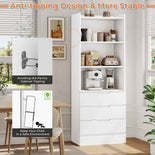 DICTAC | 73.23'' Tall Bookcase with Drawers & Shelves, Modern Black Storage Cabinet and Freestanding Closet Organizer for Bedroom & Home Office
