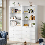 DICTAC | 73.23'' Tall Bookcase with Drawers & Shelves, Modern Black Storage Cabinet and Freestanding Closet Organizer for Bedroom & Home Office