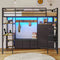 DICTAC | Twin Loft Bed with Desk, 6 Storage Drawers, Coat Rack, LED Lights & Charging Station, Metal Loft Bed with Shelves & Pegboard (Black)