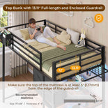 DICTAC | Full Loft Bed with L-Shaped Desk, 7 Storage Drawers, LED Lights & Charging Station, Metal Loft Bed for Teens (Black)