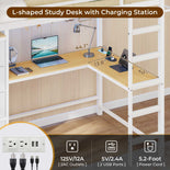 DICTAC | Full Loft Bed with L-Shaped Desk, 7 Storage Drawers, LED Lights & Charging Station, Metal Loft Bed for Teens (Black)