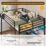 DICTAC | Full Loft Bed with L-Shaped Desk, 7 Storage Drawers, LED Lights & Charging Station, Metal Loft Bed for Teens (Black)