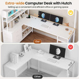 DICTAC | Twin Loft Bed with L-Shaped Gaming Desk, Glass Cabinet, Storage Drawers, LED Lights & Charging Station (White/Black)