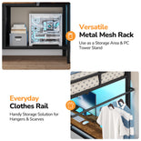 DICTAC | Loft Bed with L-Shaped Desk, Charging Station, LED Lights, Storage Shelves & Drawers - Black