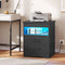 DICTAC | Modern Nightstand with Charging Station, RGB LED Lights, Lockable Sliding Drawer, Storage Drawers & Open Shelf, Black