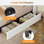 DICTAC | Gaming Bed with 4 Drawers, Storage Headboard, Charging Station & RGB LED Lights - White