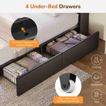 DICTAC | Gaming Bed with 4 Drawers, Storage Headboard, Charging Station & RGB LED Lights - Black
