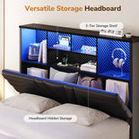 DICTAC | Gaming Bed with 4 Drawers, Storage Headboard, Charging Station & RGB LED Lights - Black