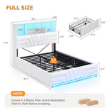 DICTAC | Gaming Bed with 4 Drawers, Storage Headboard, Charging Station & RGB LED Lights - White