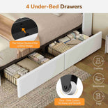 DICTAC | Gaming Bed with 4 Drawers, Storage Headboard, Charging Station & RGB LED Lights - White