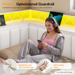 DICTAC | Corner Bed with 6 Storage Drawers, Shelves, Charging Station & LED Lights  - White