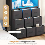 DICTAC | Low L-Shaped Bunk Bed with 9 Storage Drawers, Stairs & RGB LED Lights - Black