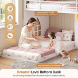 DICTAC | Low L-Shaped Bunk Bed with 9 Storage Drawers, Stairs & RGB LED Lights - White
